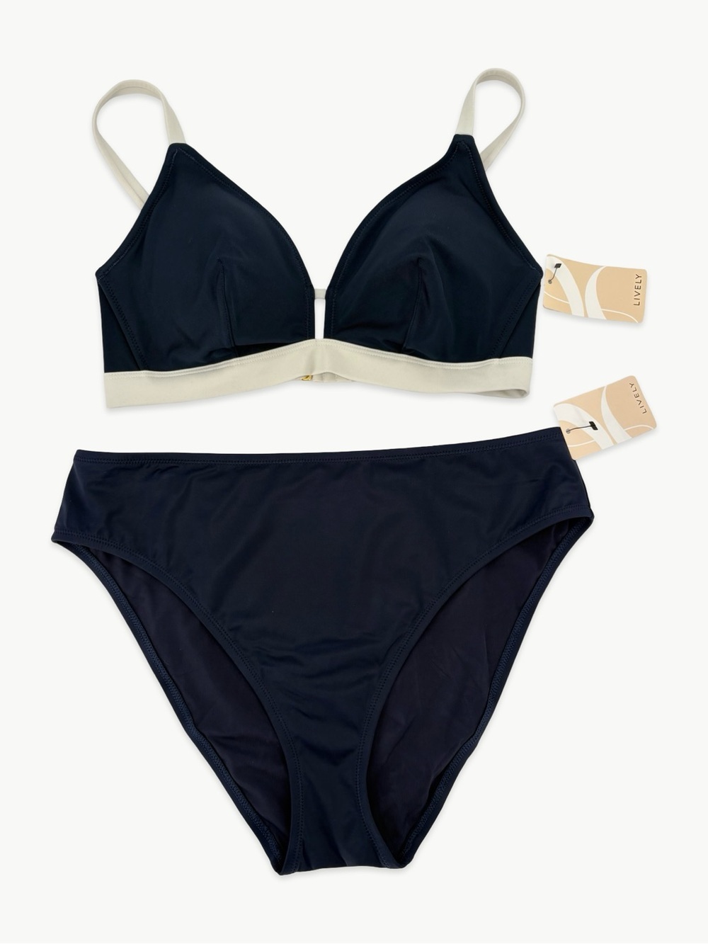Lively Swim Busty Bralette Bikini Set NWT Navy Size 1 Top Medium Bottom